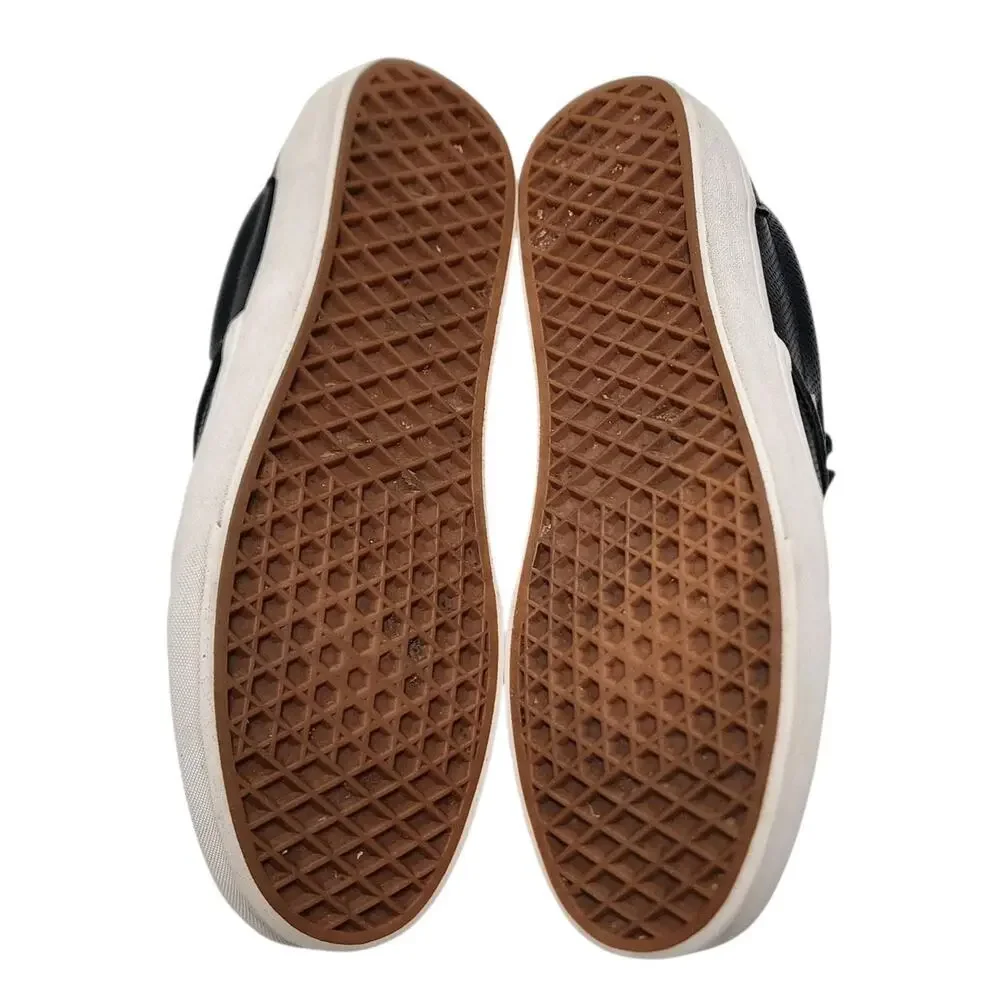 Vans Black Perforated Leather Flat Comfort Slip-On Sneakers Men's 8.5 Women's 10 - Picture 8 of 8